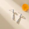 Pendientes de plata s925 para mujer, de moda japonesa y coreana, sencillos, redondos con diamantes, ligeros, lujosos, con personalidad y temperamento geométrico.