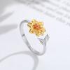 Anillo de girasol de plata S925, estilo europeo y americano, pequeño anillo de crisantemo para mujer, anillo de dedo de alta calidad y combinable, Amazon Cross-border