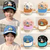 Boné de Baseball Infantil com Estampa de Dinossauro Desenho Animado para Meninos e Meninas, Viseira de Sol para Primavera e Verão com Aba Larga para Meninas Pequenas