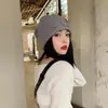 Gorros de Otoño e Invierno para Mujer, Gorros de Punto Estilo Japonés que Hacen que la Cara Parezca Más Pequeña, Gorros de Lana de Moda con Letras, Gorros Turbantes Forrados de Felpa, Gorros Holgados