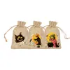 Bolsas de Juta com Cordão para Halloween em Estoque, Sacos para Armazenamento de Doces e Biscoitos, Bolsas de Juta com Cordão para Decoração de Presentes de Halloween