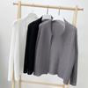 Chaqueta Cárdigan Plisada para Mujer Manga Larga Corta Exterior Blanca Camisa Protección Solar Verano Delgada Versátil Camisa Top para Mujer