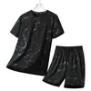 Modelos Transfronterizos M-8Xl, Camisetas Populares de Gran Venta, Set Esencial Transpirable de Seda Helada para Exteriores, Pantalones Cortos de Manga Corta para Hombre, Ropa Casual para Escalada