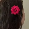 Grampo de Cabelo Rosa Romântico Presilha Bico de Pato Feminina Lateral Acessório de Cabelo Broche Joia Adorno de Cabeça