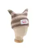 Gorro de Punto Grueso Cálido a Rayas Estilo Coreano para Otoño e Invierno con Etiqueta de Tela Estampada Versátil a la Moda