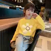H2365 # Camiseta de Algodão Puro de Manga Longa para Meninas de Crianças Maiores, Novo Estilo 2025, Blusa Infantil Tendência para Primavera e Outono.