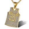 Collar con colgante de camiseta de baloncesto Jordan 23 de la marca BULLS Gold Diamond de Hip Hop