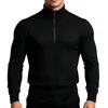 Sudadera de cuello alto transfronteriza, suéter de punto casual americano con media cremallera para hombre, sudadera de manga larga jacquard patchwork otoño e invierno
