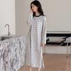 Pijama de Algodón Puro para Mujer Primavera y Otoño Camisón de Manga Larga 2025 Nuevo para Mujer Suelto Talla Grande Falda Larga Se Puede Usar Fuera de Casa Ropa para el Hogar