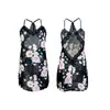 Camisola de noche negra de malla floral hecha a medida OEM/ODM con espalda descubierta de encaje, ropa para el hogar, procesamiento de marca privada 550