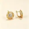 Pendientes Yanbai Transfronterizos Patrón Gran Muralla Retro Elegantes Redondos de Circonita para Uso Casual Elegante en Fiestas Festivas
