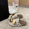 Zapatos de Mujer 2025 de Moda para Exteriores sin Cordones con Suelas Suaves, Diseño Lindo de Muñeco de Peluche, Sandalias de Punta Cerrada
