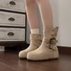 Botines Piao Hong Punta Redonda Botas de Moda para Mujer Otoño e Invierno 2025 Nuevos Botines Cortos de Doble Uso Estilo Británico con Falda Tendencia en Botas de Moda