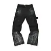 Ga Venta al por Mayor Comercio Exterior Transfronterizo Marca de Moda Jeans de Mezclilla Acampanados Lavados Desgastados Patchwork Unisex