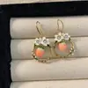 Brincos Coloridos Esmaltados Gota de Óleo Estilo Francês Primavera e Verão Estilo Delicado Ins Nicho Flor Morango Zircônia Brincos Agulhas de Prata Femininas