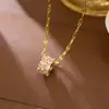 Collar de Acero de Titanio Estilo Coreano Cintura Pequeña para Mujer, Versátil, Moderno, Lujo Ligero, Colgante de Diamante de Alta Gama, Cadena para Clavícula para Mujer, No se Desvanece