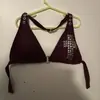 Comércio Exterior Transfronteiriço Europeu e Americano Verão Cor Sólida Sexy Hot Girl Top Halter com Strass Cruzados Bikini de Praia Feminino