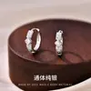 Pendientes de Plata de Ley S925 Estilo Vintage de Lujo Ligero con Circonita en Forma de Rombo Moda Versátil Sencillo Unisex Brazalete de Oreja de Plata de Ley