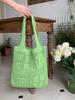 Bolso de Punto Nuevo Retro Malla Calado Tejido a Mano Bolso de Hombro Bolso de Lana Bolso de Compras Bolso para Mujer