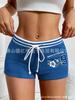 Verano Estilo Coreano Niñas Shorts Supercortos de Cintura Media Simples Cubre Caderas Deportivos Casuales Transpirables Amigables con la Piel Shorts para Mujer Negro Azul