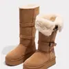Botas de Nieve Largas Gruesas con Suela Gruesa y Forro de Felpa Gris para Mujer, Nuevo Estilo Invierno 2026, Convertible de Caña Alta, Calzado Caliente de Algodón de Doble Uso