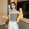 Camisole Versátil com Design Plissado Fresco e Doce Estilo Coreano, Copas Fixas que Realçam o Busto Pequeno, Alças Finas
