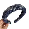 Faixa de Cabeça Plush Colorida Misturada Outono e Inverno, Faixa de Cabeça Retrô de Cano Alto para Mulheres, Sensação de Alto Padrão, Faixa de Cabeça para Lavar o Rosto, Grampo de Cabelo, Acessório de Cabelo