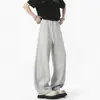 Calça Moletom Desconstruída Estilo Americano Resistente Adaga Unissex Outono/Inverno 2026 Vintage Cor Sólida Calça de Pernas Largas Calça Longa Esportiva para Casal
