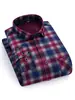 Camisa xadrez forrada com fleece transfronteiriça, camisa masculina de manga comprida escovada quente, jaqueta de trabalho casual para negócios plus size masculina