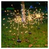 Luces de suelo para fuegos artificiales alimentadas por energía solar, luces de diente de león impermeables para patio, luces de ambiente para exteriores, guirnaldas LED coloridas para jardín