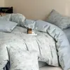 Estilo Simples e Elegante, Conjunto de Quatro Peças Jacquard 100% Algodão Puro, Capa de Edredom 100% Algodão Puro, Lençol de Cima, Lençol com Elástico, Conjunto de Roupa de Cama, Adequado para Todas as Estações