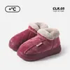 Nuevas Pantuflas de Algodón de Invierno para Mujer con Tacón, Felpa Adicional, Cálidas, Regalo para Padres, Zapatos de Algodón Antideslizantes y a Prueba de Viento para Exteriores para Zonas Rurales, Zapatos para Personas Mayores