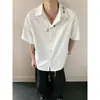 Nova Camisa Masculina de Verão 2026 Tendência Nacional Bordado Floral Estilo Old Money Manga Curta, Camisa Elegante Fluida de Verão para Homens