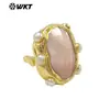 Anillo de Joyería Mpr113 con Adorno de Perla de Concha Artificial Chapado en Oro de 18 Quilates, Anillo Grande Unisex para Regalo de Cumpleaños