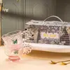 Copo de Vidro Embossado Estilo Coreano Borboleta Luxo Leve, Lembrança de Alto Valor Estético, Xícara de Café, Copo de Água, Brinde Promocional para Clientes