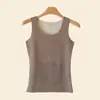 Chaleco Térmico de Doble Bolsillo para Mujer, Protección de la Cintura, Calentamiento del Estómago, A Prueba de Frío, Forrado de Felpa, Engrosado, Ropa Interior de Capa Base Sin Costuras de Terciopelo Alemán para Otoño e Invierno