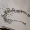 Ins Harajuku Retro Hip-Hop Pulseira Coração de Pêssego Personalizada Tendência Pulseira de Metal Coração Costurada para Mulheres