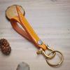 Chaveiro de couro de vaca feito à mão chaveiro de chave de carro argola de chave de latão fivela de ferradura de cobre fivela de pendurar multiuso