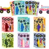 6 Hojas/Paquete de Pegatinas de Graffiti de Cambio de Cara de Transporte Pegatinas de Rompecabezas de Ensamblaje de Coches de Carreras de Dibujos Animados Transfronterizos para Niños