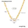 Oumaika Europa y América transfronterizo 18k chapado en oro gota de agua cuadrado circón dulce acero inoxidable collar en stock fábrica al por mayor