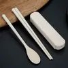 Conjunto de louça de palha de trigo conveniente Colher presente conjunto de duas peças estudante conjunto de louça para exterior