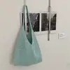 Bolsa de crochê de tricô solta estilo coreano para mulheres, bolsa tote transversal casual para férias na praia, bolsa de ombro único de tricô de grande capacidade