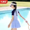 Traje de baño infantil, traje de baño para niñas, nuevo bañador de una pieza para niñas, conjunto de falda de baño con protección solar para niños mayores y estudiantes, verano