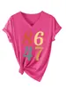 Amazon eBay Estação Independente Moda Casual Versátil Feminina 8647 Digital Gola V Manga Curta Camiseta Camada Base Em Estoque