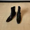 Botines retro de estilo francés con punta cuadrada para mujer, nuevos de otoño e invierno, hebilla de cuero negro, cremallera lateral, versátiles, elegantes, para commuting, botas tipo Martin
