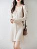 Vestido de una pieza para mujer, de longitud media, con escote en V, diseño de múltiples botones, vestido tipo suéter bata para usar como prenda exterior en otoño e invierno