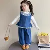 Conjunto de Chaleco de Mezclilla para Niñas, Moda Coreana Casual de Primavera y Otoño 2025, Ropa Exterior de Otoño para Bebé