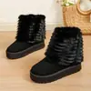 Botas de nieve cálidas para mujer, talla grande transfronteriza, nuevo estilo de invierno 2026, suela gruesa, forro polar, felpa, zapatos de algodón de caña corta
