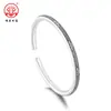 Pulsera de Plata Pura 9999 Sterling con Patrón de Nube, Barra Redonda Vintage Desgastada, Pulsera Abierta Estilo Chino, Regalo para Novia