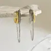 Pendientes Bicolor de Oro de 18 Quilates y Plata, Pendientes Sencillos de Cadena Doble en Forma de C Brillantes, Pendientes Transfronterizos Punk Europeos y Americanos de Amazon